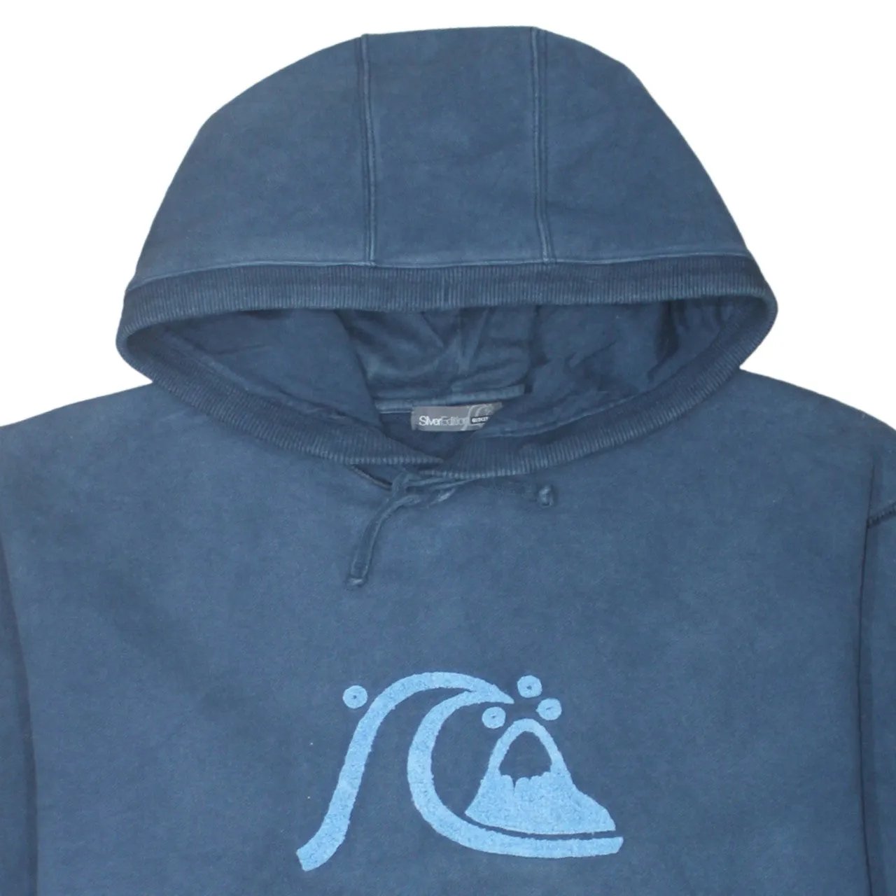 Quiksilver Navy Blue Hoodie Women’s XXL Embroidered Wave Logo Front Pockets Pullover Sweatshirt sold by Vintage Club product image thumbnail 3