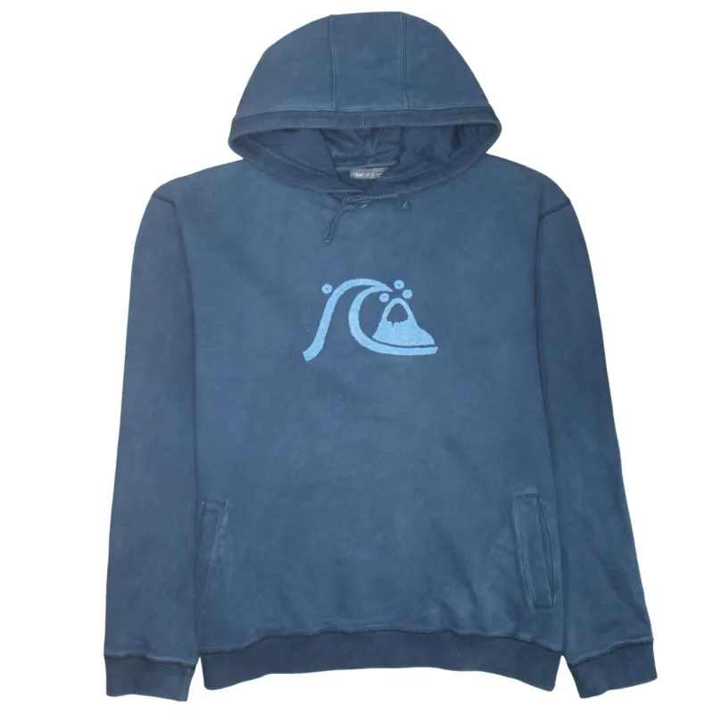 Quiksilver Navy Blue Hoodie Women’s XXL Embroidered Wave Logo Front Pockets Pullover Sweatshirt sold by Vintage Club
