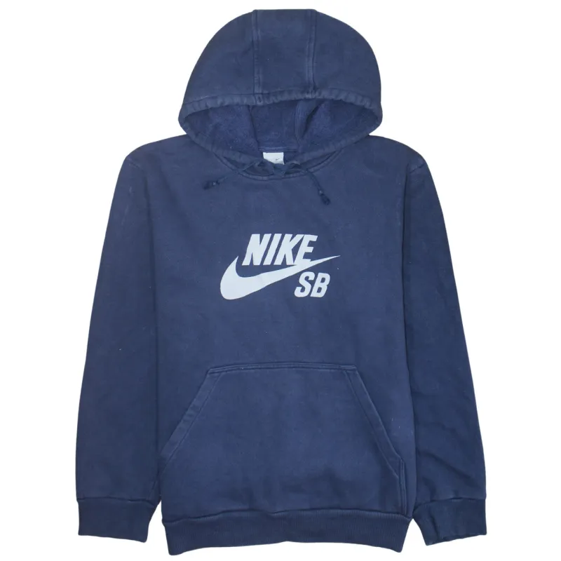 Nike Navy Blue Hoodie Men's Medium Printed SB Logo Front Pocket Pullover Sweatshirt made by Nike