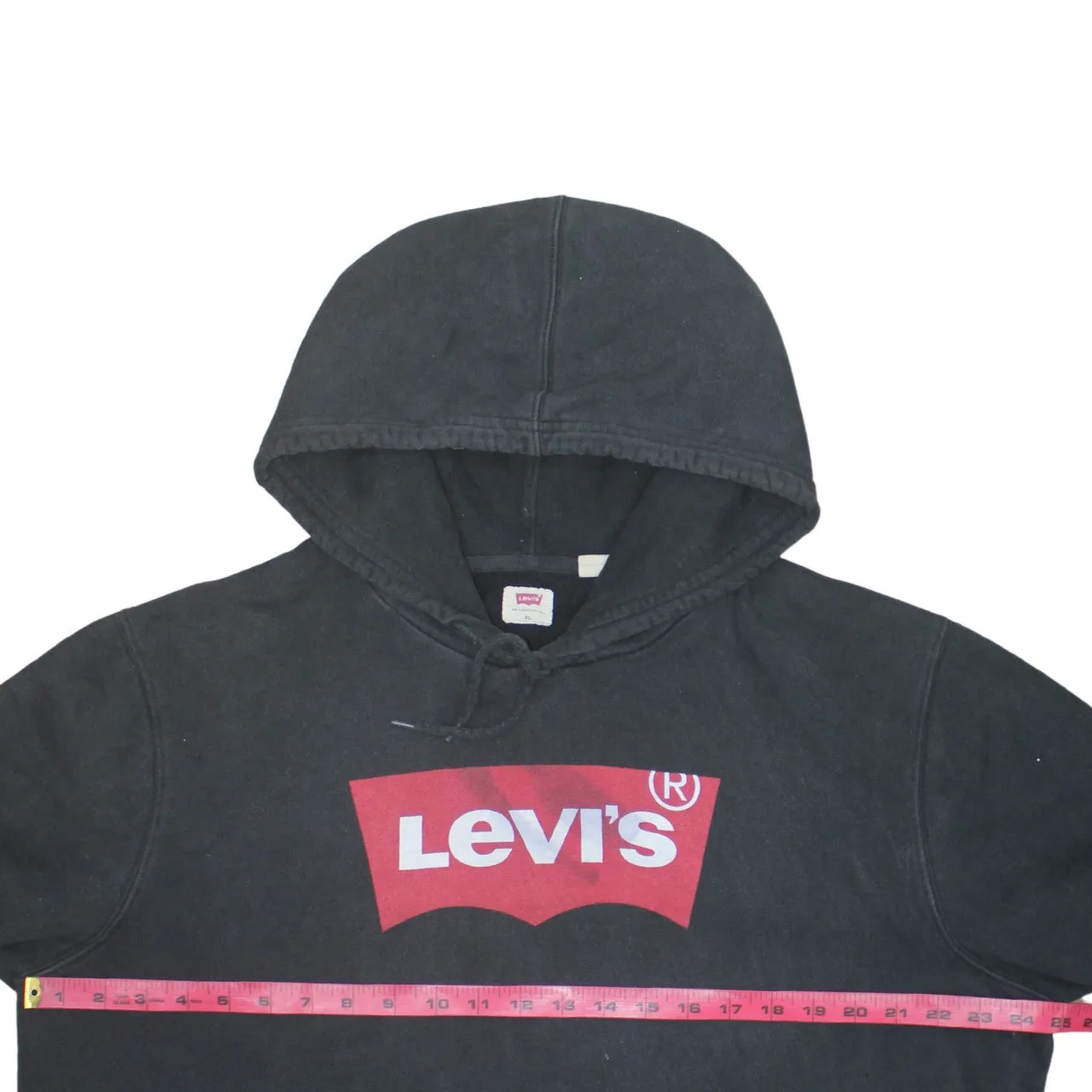 Levi's Faded Black Hoodie Women's XLarge Printed Batwing Logo Front Pocket Pullover Sweatshirt sold by Vintage Club product image thumbnail 5