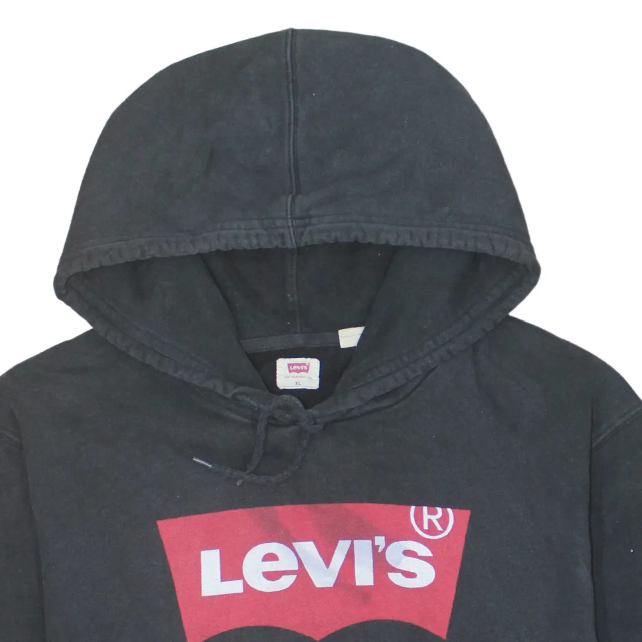 Levi's Faded Black Hoodie Women's XLarge Printed Batwing Logo Front Pocket Pullover Sweatshirt sold by Vintage Club product image thumbnail 3
