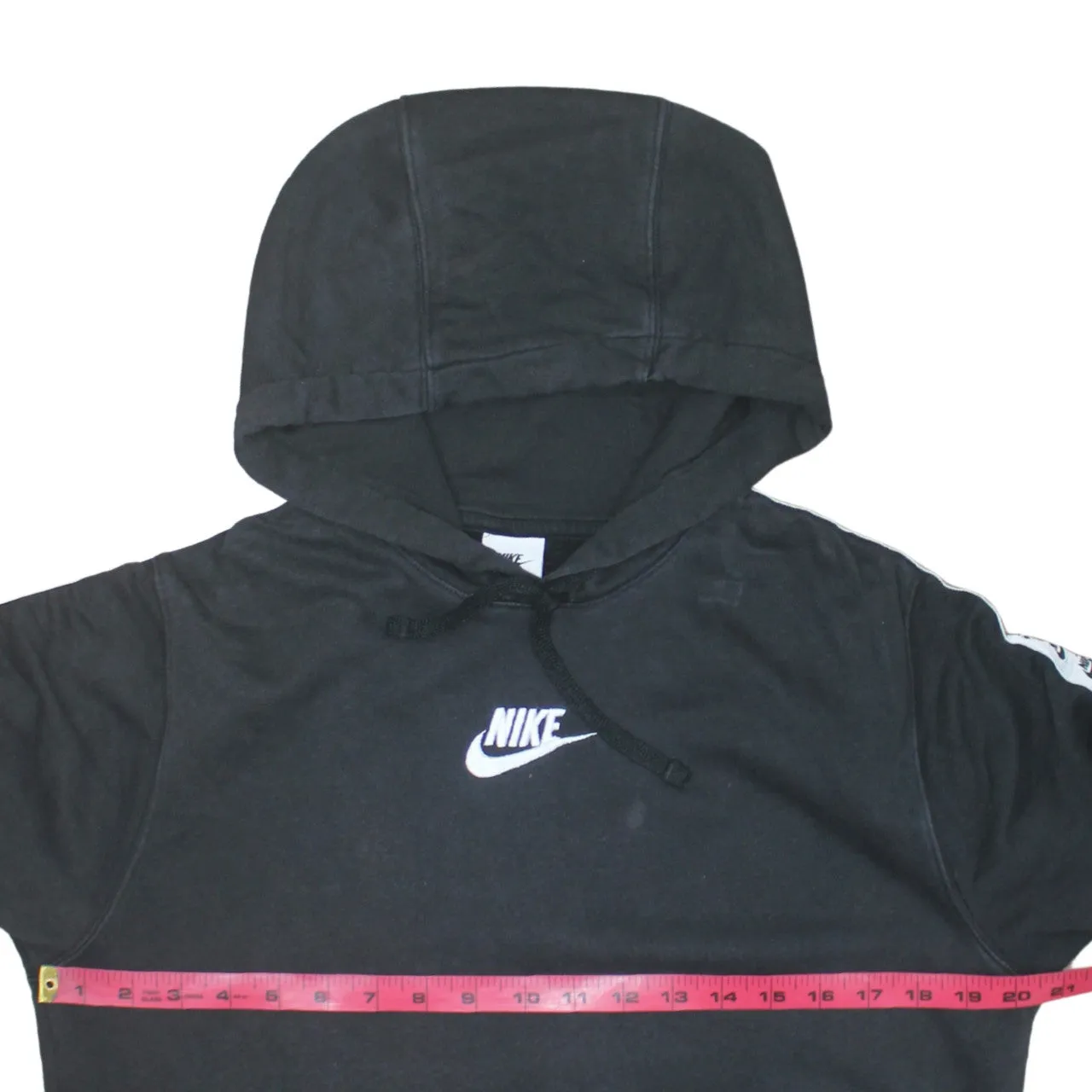 Nike Black Hoodie Men’s Small Embroidered Chest Logo Branded Sleeve Tape Pullover Sweatshirt sold by Vintage Club product image thumbnail 5