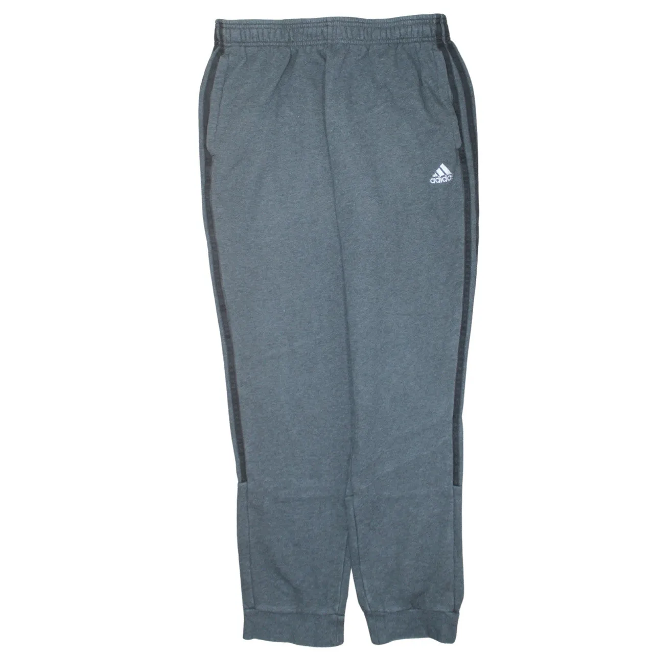 Adidas Dark Grey Joggers Men's Medium Elastic Waist Logo Side Stripe Sweatpants sold by Vintage Club