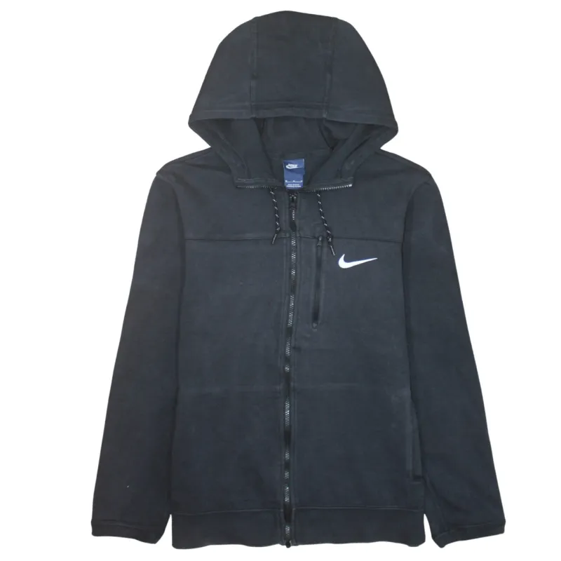 Nike Black Full Zip Hoodie Women’s Medium Embroidered Swoosh Chest Pocket Sweatshirt sold by Vintage Club