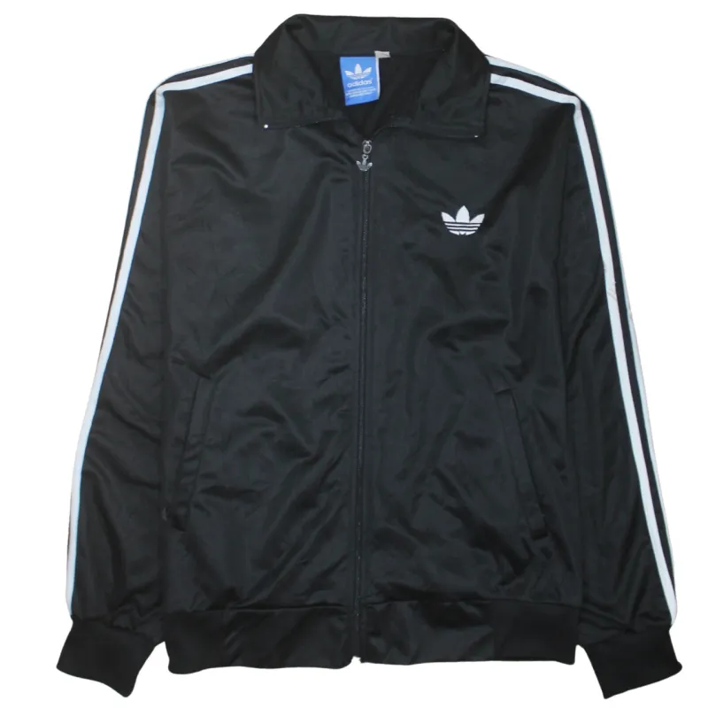 Adidas Black Track Jacket Women’s XLarge Trefoil Logo Three Stripe Zip Top sold by Vintage Club