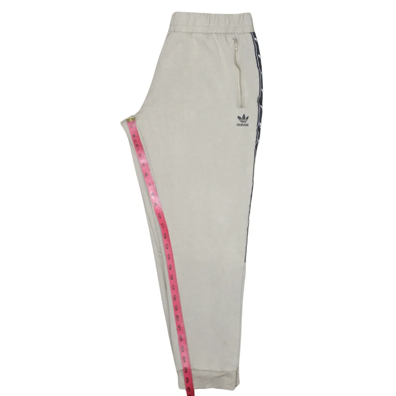Adidas Beige Cream Joggers Men's Large Trefoil Tape Side Stripes Zip Pockets Sweatpants sold by Vintage Club product image thumbnail 5