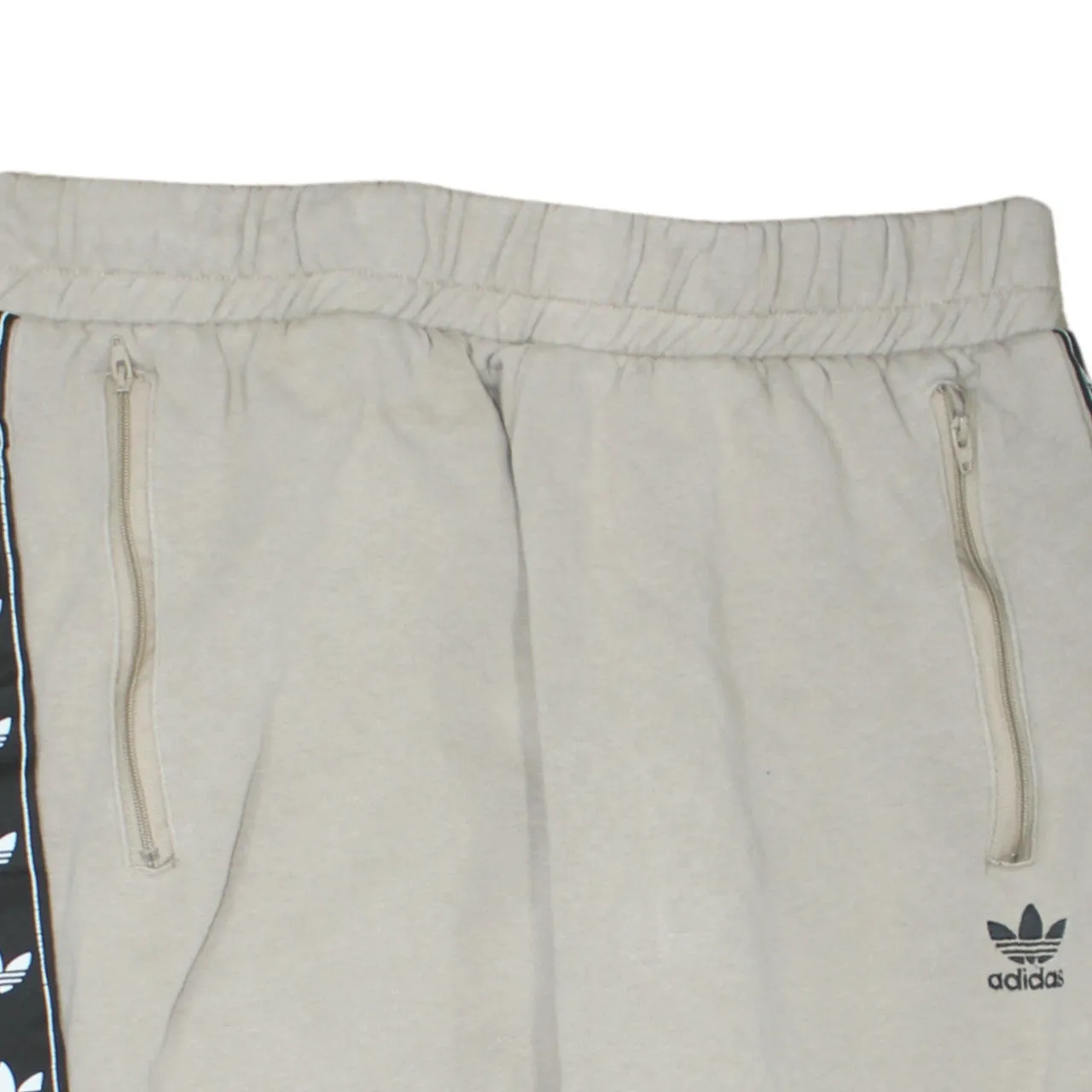 Adidas Beige Cream Joggers Men's Large Trefoil Tape Side Stripes Zip Pockets Sweatpants sold by Vintage Club product image thumbnail 3
