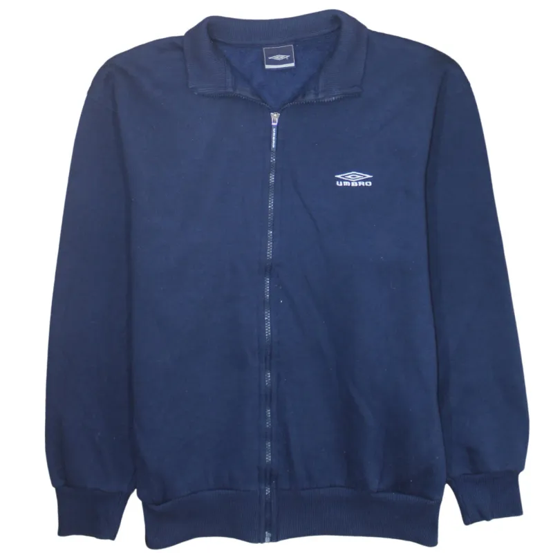 Umbro Navy Blue Full Zip Sweatshirt Men's Medium Embroidered Logo Ribbed Cuffs Track Top made by Umbro