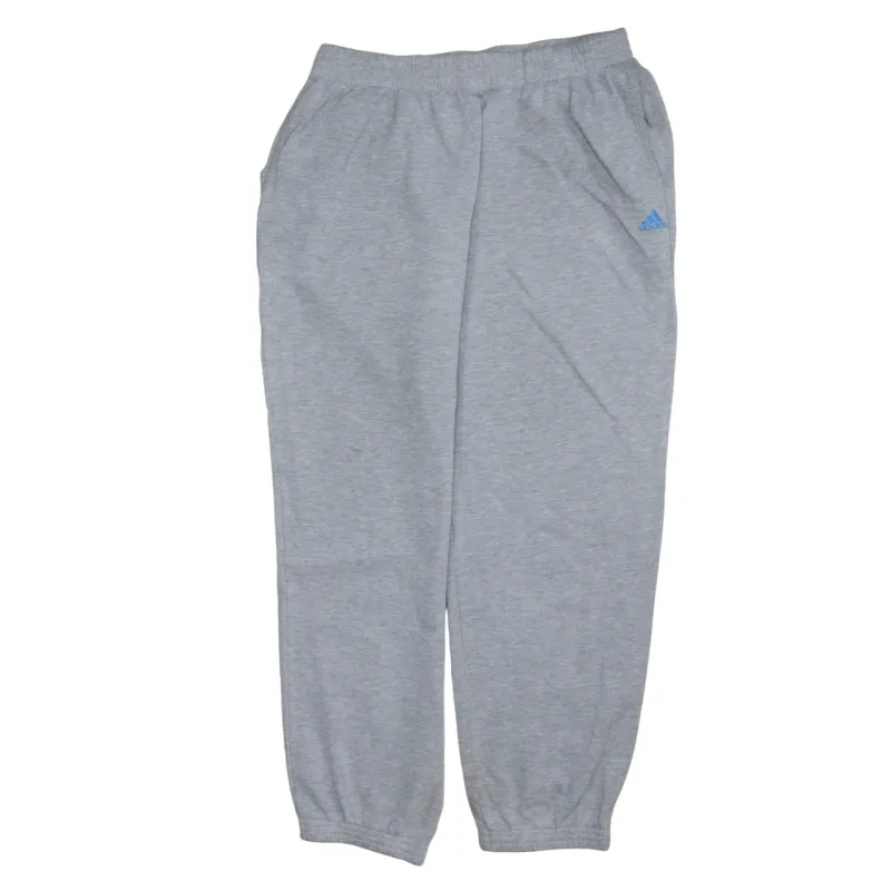 Adidas Light Grey Joggers Men’s XLarge Elasticated Cuffs Blue Printed Logo Sweatpants made by Adidas