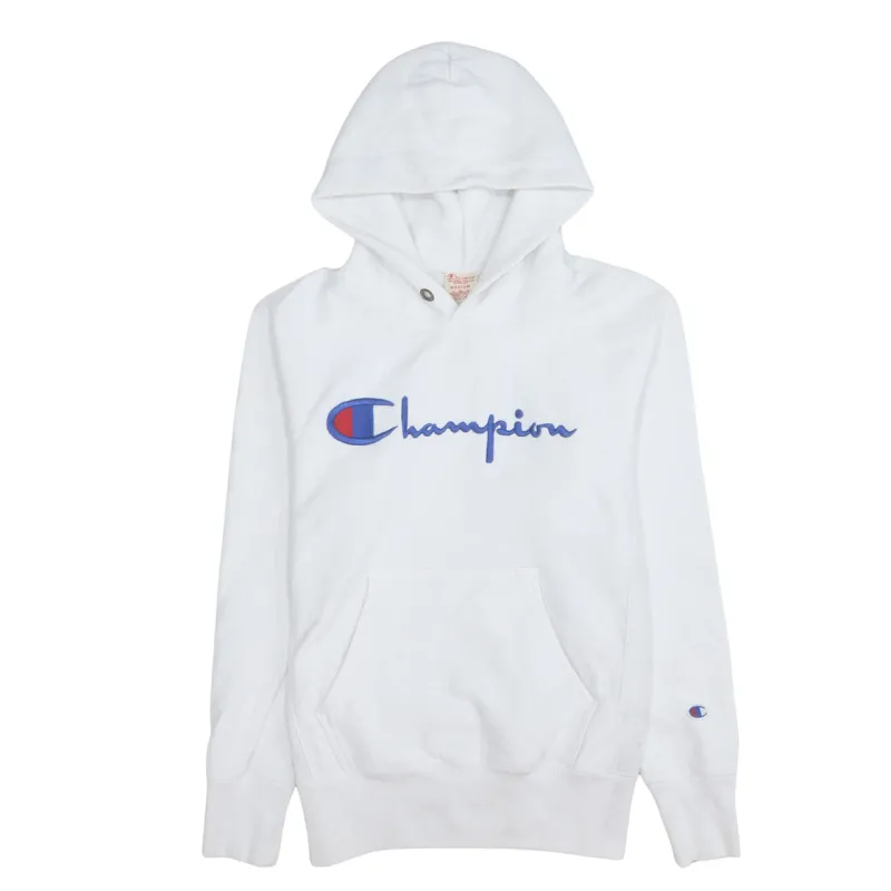 Champion 90's Spellout Pullover Hoodie Medium White made by Champion