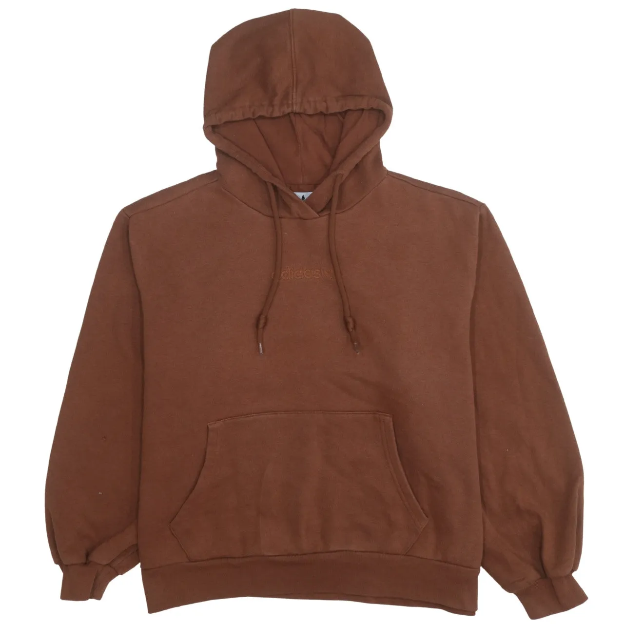 Adidas Brown Hoodie Women’s XXLarge Embroidered Chest Logo Drawstring Hood Front Pocket Sweatshirt sold by Vintage Club