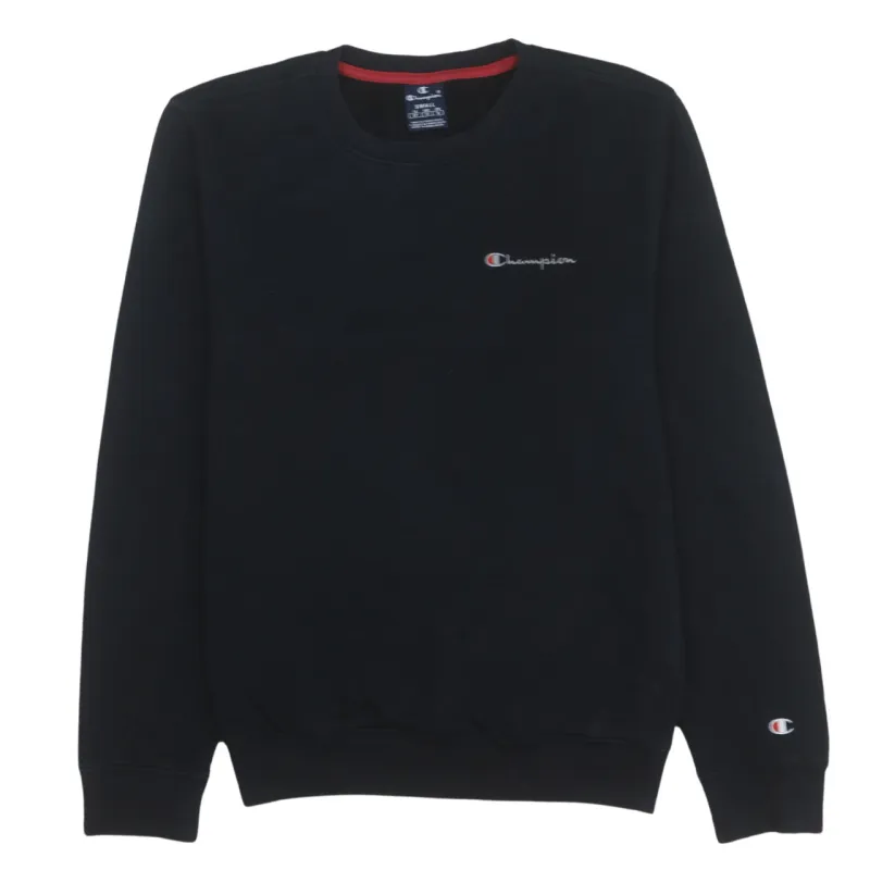 Champion Black Sweatshirt Men's Small Embroidered Chest Logo Cuff Logo Crewneck Pullover sold by Vintage Club