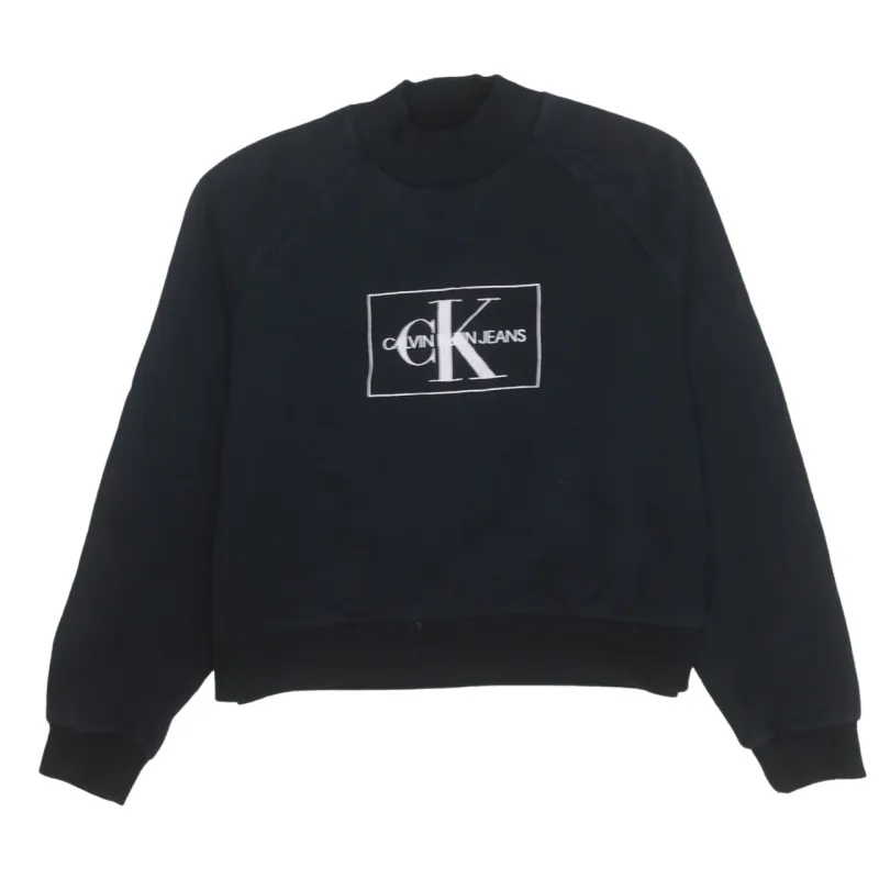 Calvin Klein Black Sweatshirt Men's Small Embroidered CK Jeans Logo Crewneck Pullover sold by Vintage Club