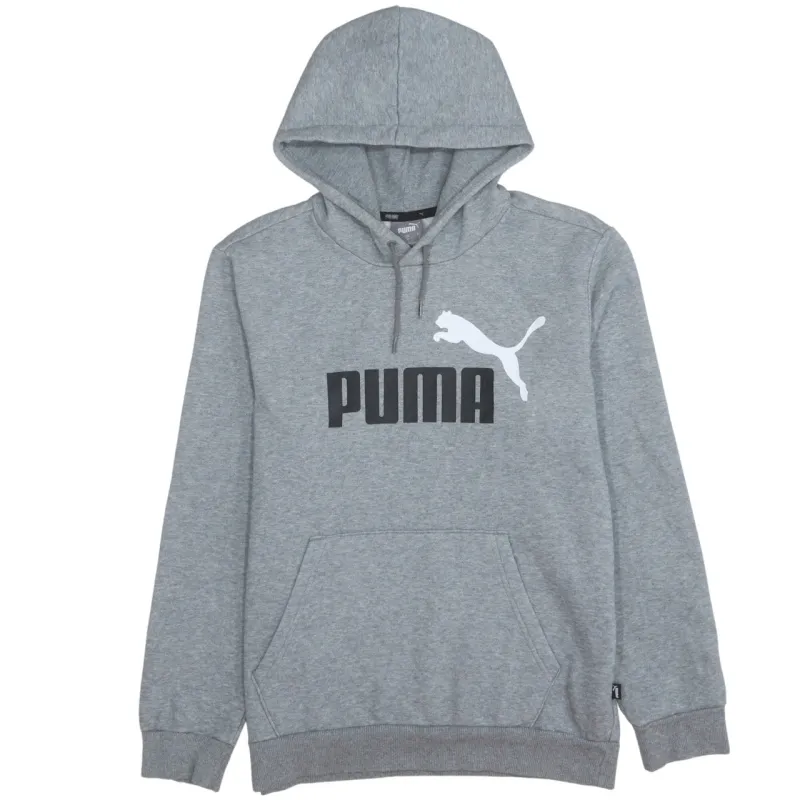 Puma Grey Hoodie Men's Small Printed Logo Drawstring Hood Front Pocket Sweatshirt sold by Vintage Club