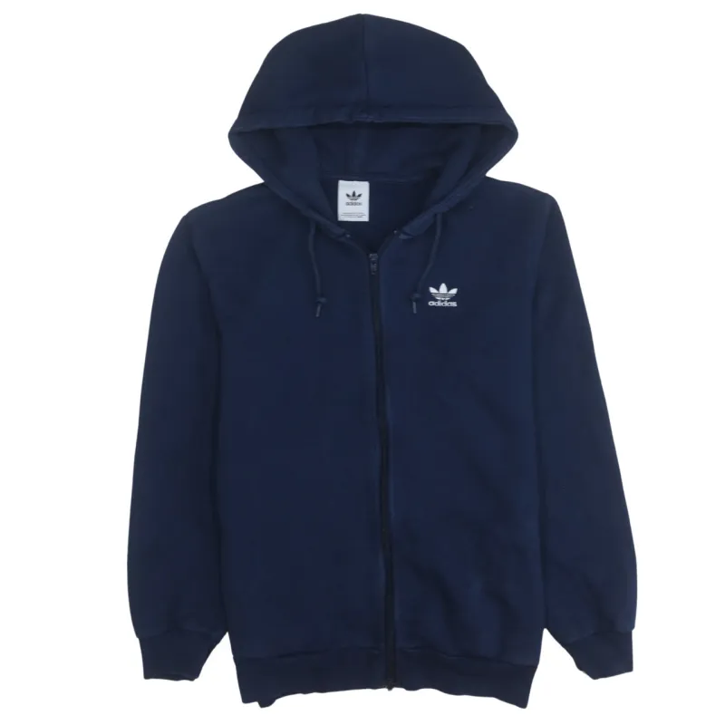 Adidas Navy Blue Full Zip Hoodie Men's Small Trefoil Printed Logo Casual Sweatshirt sold by Vintage Club