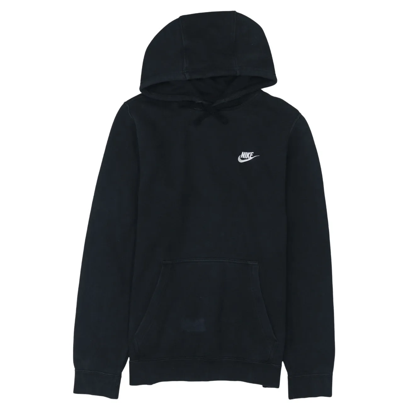 Nike Black Hoodie Men's Small Embroidered Swoosh Logo Front Pocket Pullover Sweatshirt sold by Vintage Club