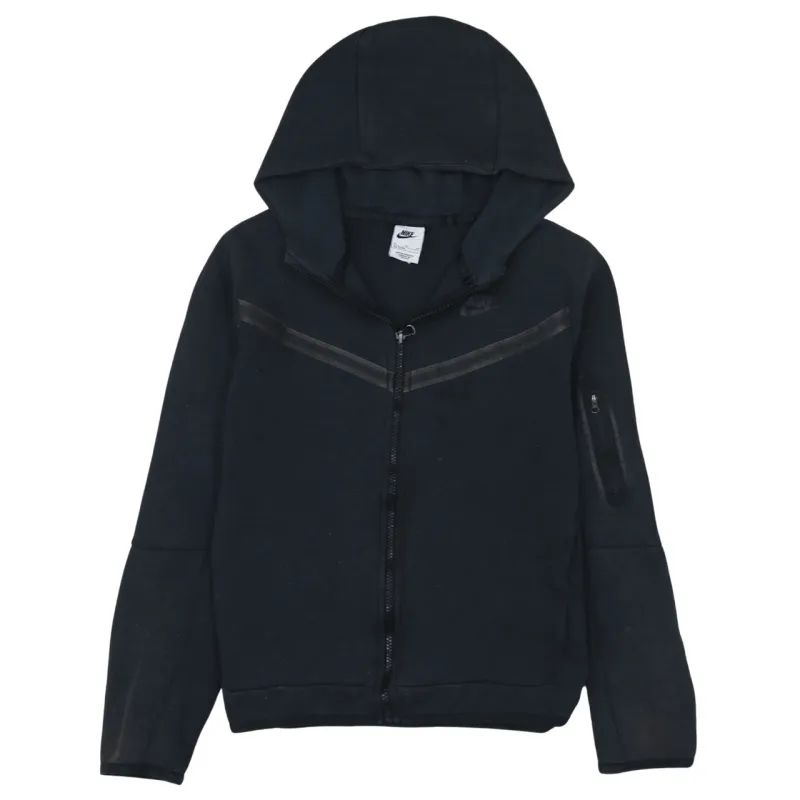 Nike Black Full Zip Hoodie Women’s XLarge Chevron Panel Sleeve Zip Pocket Sweatshirt made by Nike