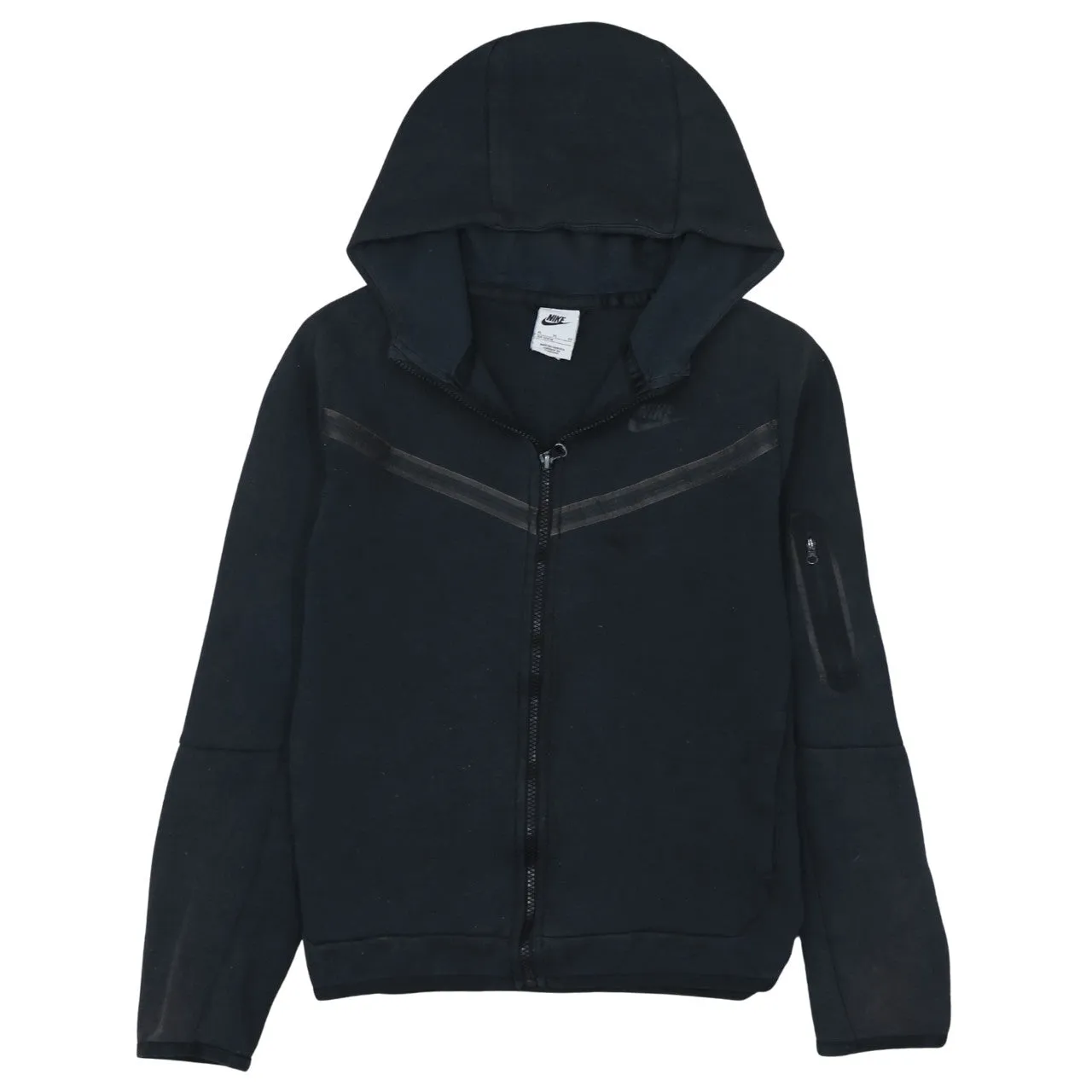 Nike Black Full Zip Hoodie Women’s XLarge Chevron Panel Sleeve Zip Pocket Sweatshirt sold by Vintage Club