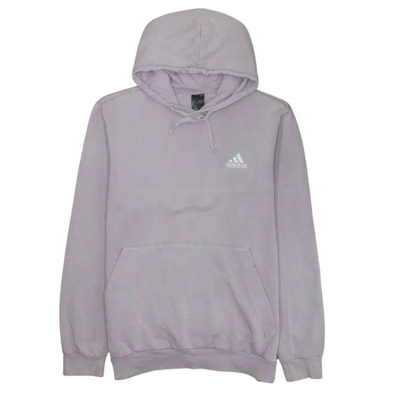 Adidas Lilac Purple Hoodie Women’s Large Embroidered Chest Logo Front Pocket Pullover Sweatshirt sold by Vintage Club