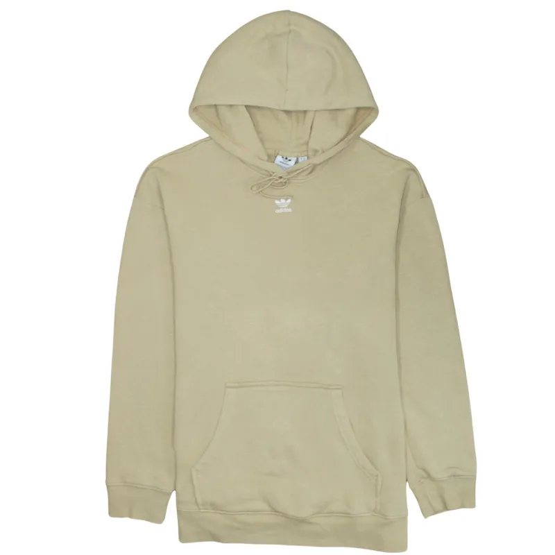 Adidas Beige Hoodie Women's Medium Embroidered Trefoil Logo Front Pocket Pullover Sweatshirt sold by Vintage Club