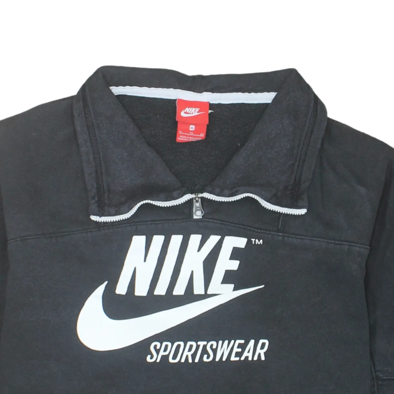 Nike Black Quarter Zip Sweatshirt Women's XLarge Printed Logo Front Pockets Fleece Pullover sold by Vintage Club product image thumbnail 3