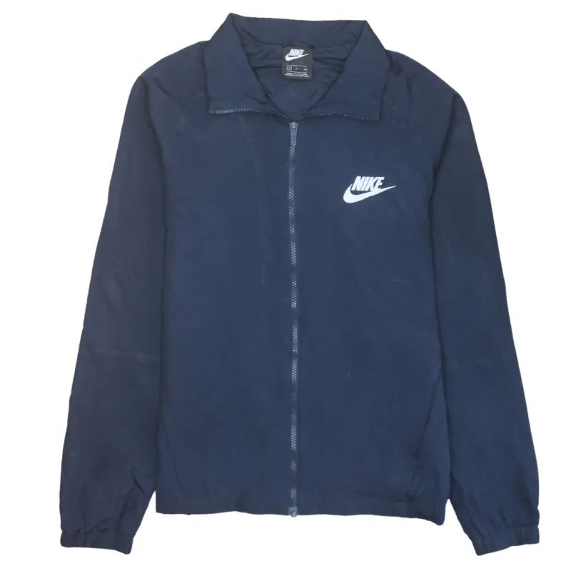 Nike Navy Blue Windbreaker Jacket Women's Small Printed Swoosh Logo Full Zip Lightweight Track Top sold by Vintage Club