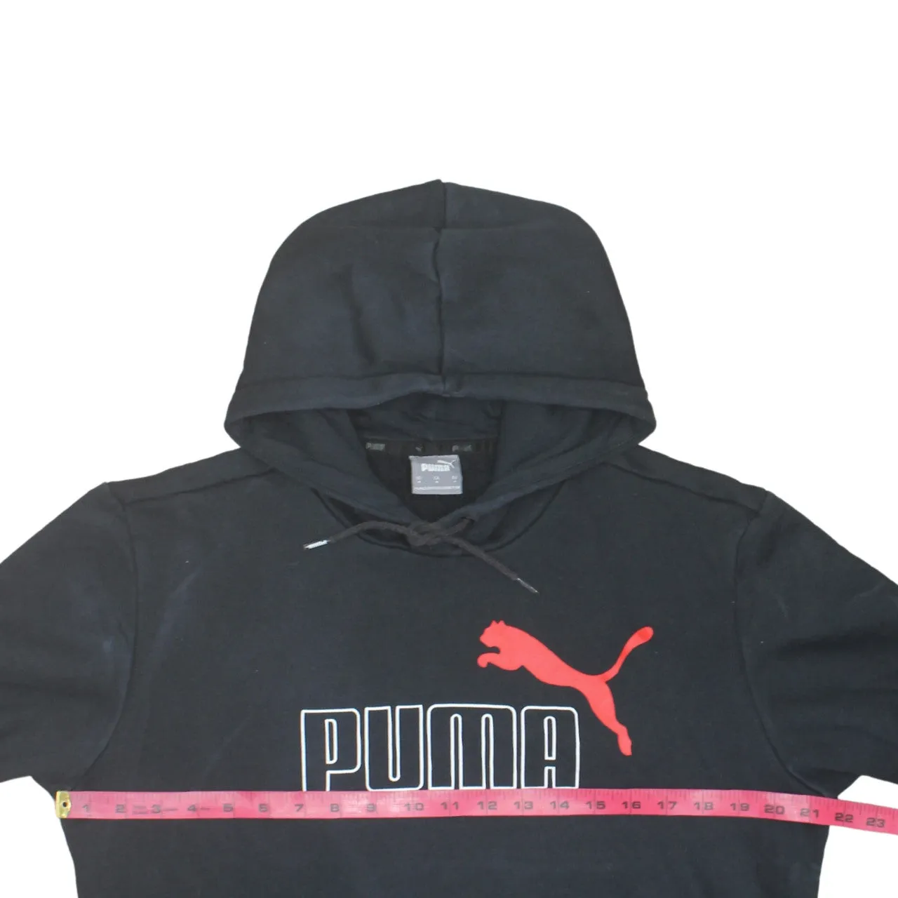 Puma Black Hoodie Women’s Medium Printed Logo Front Pocket Pullover Sweatshirt sold by Vintage Club product image thumbnail 5