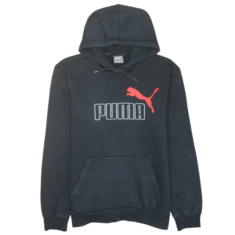 Puma Black Hoodie Women’s Medium Printed Logo Front Pocket Pullover Sweatshirt sold by Vintage Club