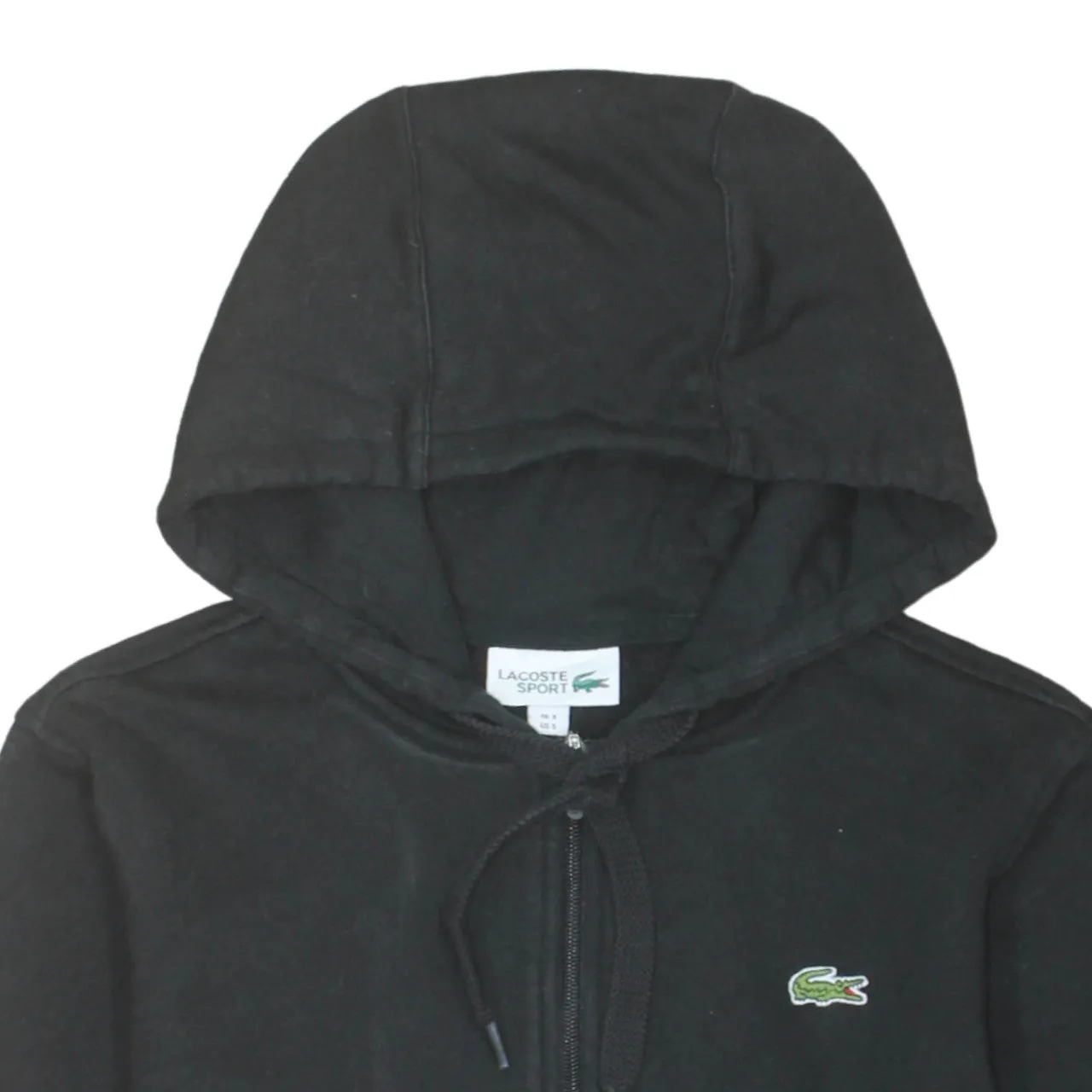 Lacoste Black Zip Hoodie Women’s Small Embroidered Croc Logo Drawstring Hood Casual Sweatshirt sold by Vintage Club product image thumbnail 3
