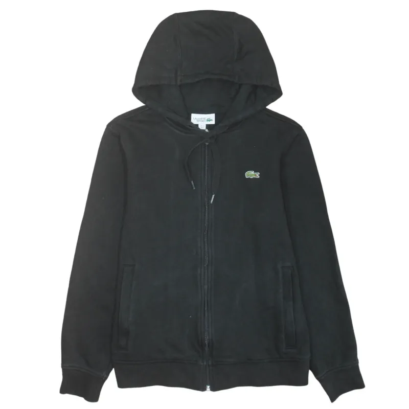 Lacoste Black Zip Hoodie Women’s Small Embroidered Croc Logo Drawstring Hood Casual Sweatshirt made by Lacoste