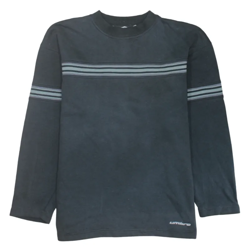 Umbro Black Long Sleeve Top Men’s Medium Striped Chest Arms Small Logo Sweatshirt sold by Vintage Club