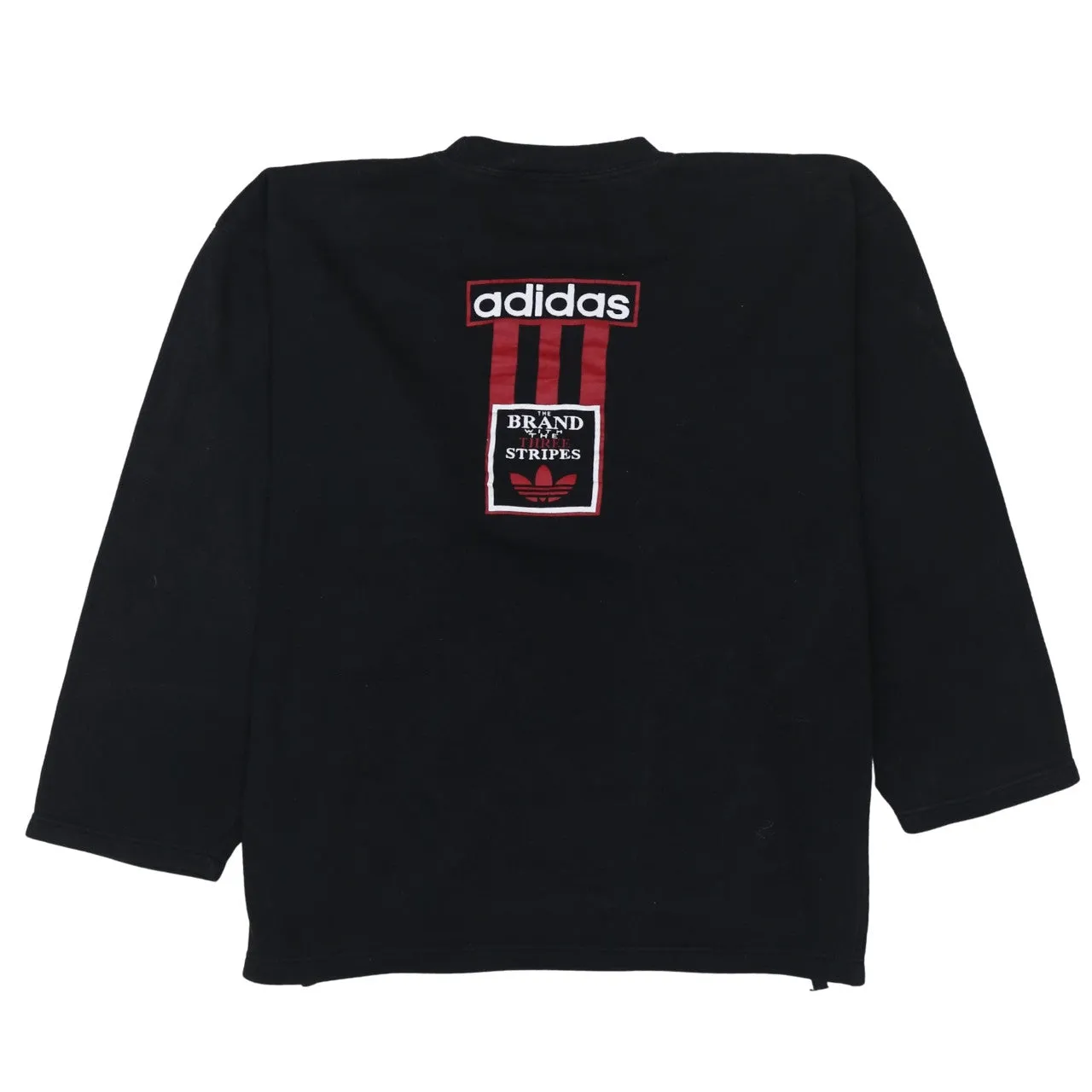 Adidas Black Sweatshirt Men's Large Embroidered Chest Logo Big Back Graphic Pullover Fleece Top sold by Vintage Club product image thumbnail 2