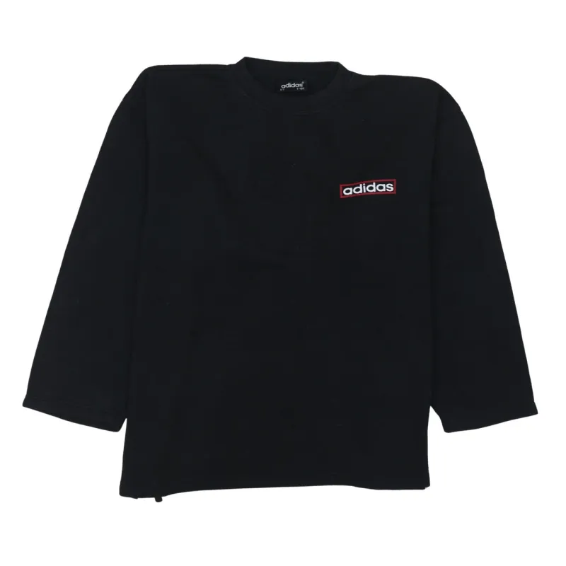 Adidas Black Sweatshirt Men's Large Embroidered Chest Logo Big Back Graphic Pullover Fleece Top sold by Vintage Club