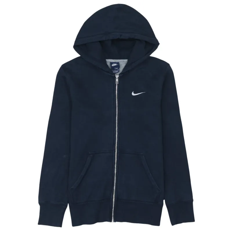Nike Navy Blue Zip Hoodie Men's Small Printed Swoosh Split Pocket Sweatshirt sold by Vintage Club