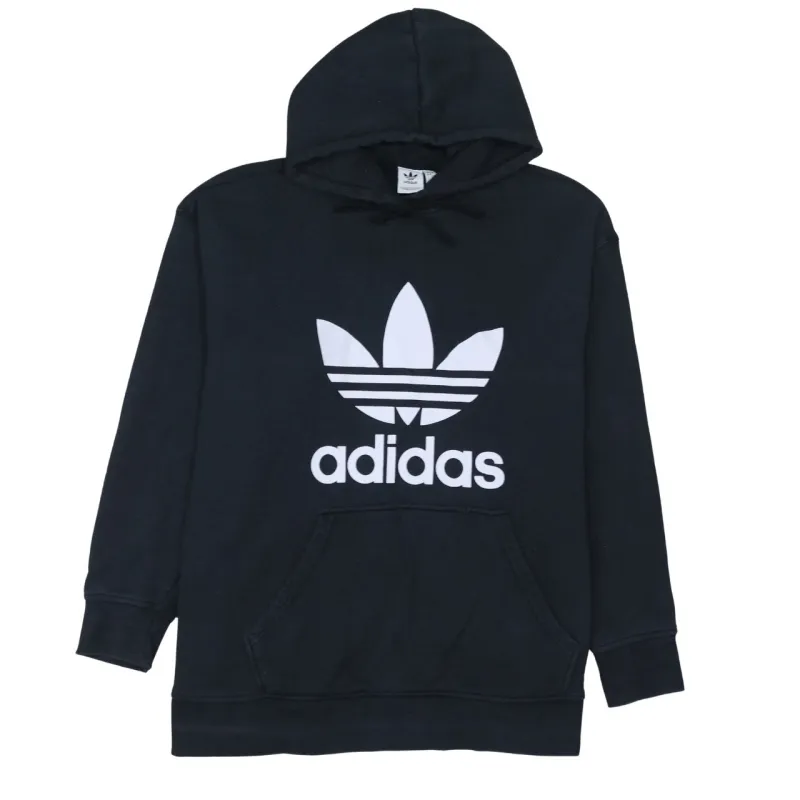 Adidas Black Hoodie Women’s 3XL Trefoil Printed Logo Front Pocket Pullover Sweatshirt sold by Vintage Club