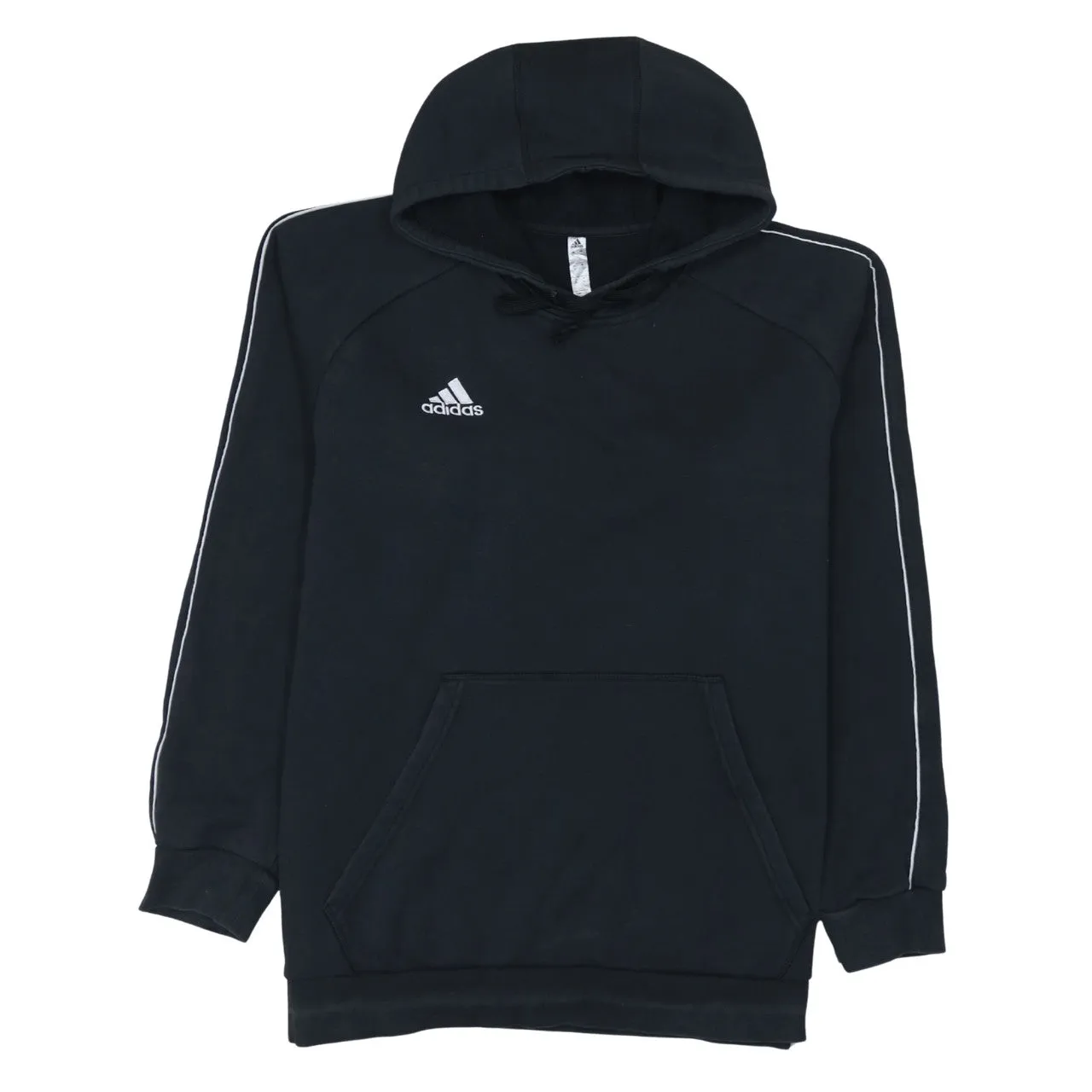 Adidas Black Hoodie Women’s XLarge Embroidered Logo Piping Detail Pullover Sweatshirt Top sold by Vintage Club