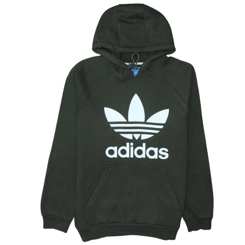 Adidas Dark Green Hoodie Women's Large Big Trefoil Printed Logo Front Pocket Sweatshirt sold by Vintage Club