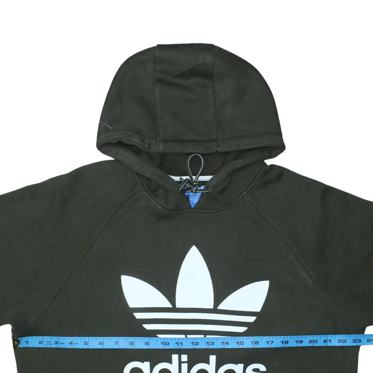 Adidas Dark Green Hoodie Women's Large Big Trefoil Printed Logo Front Pocket Sweatshirt sold by Vintage Club product image thumbnail 5