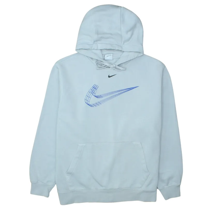 Nike Light Grey Hoodie Women’s XLarge Printed Swoosh Logo Drawstring Pullover Sweatshirt sold by Vintage Club
