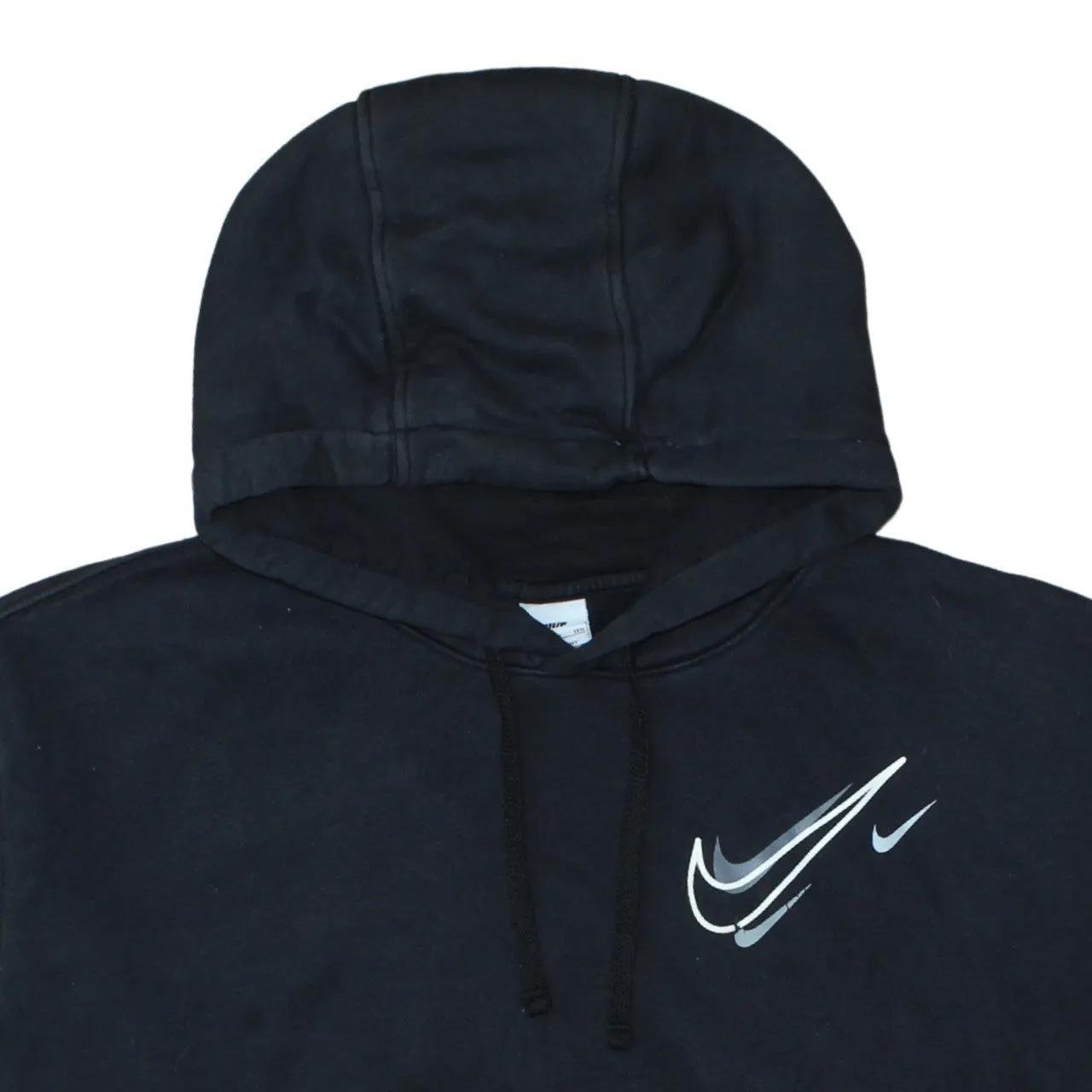 Nike Black Hoodie Men's XXLarge Printed Swoosh Chest Logo Front Pocket Pullover Sweatshirt sold by Vintage Club product image thumbnail 3