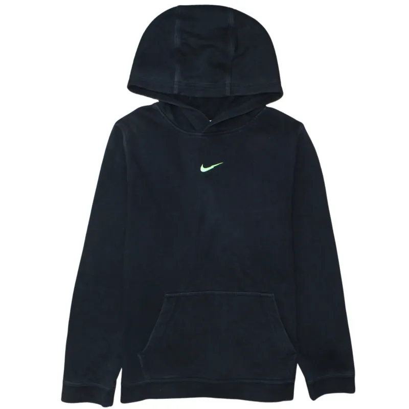 Nike Black Hoodie Women’s XLarge Printed Swoosh Logo Front Pouch Pullover Sweatshirt sold by Vintage Club