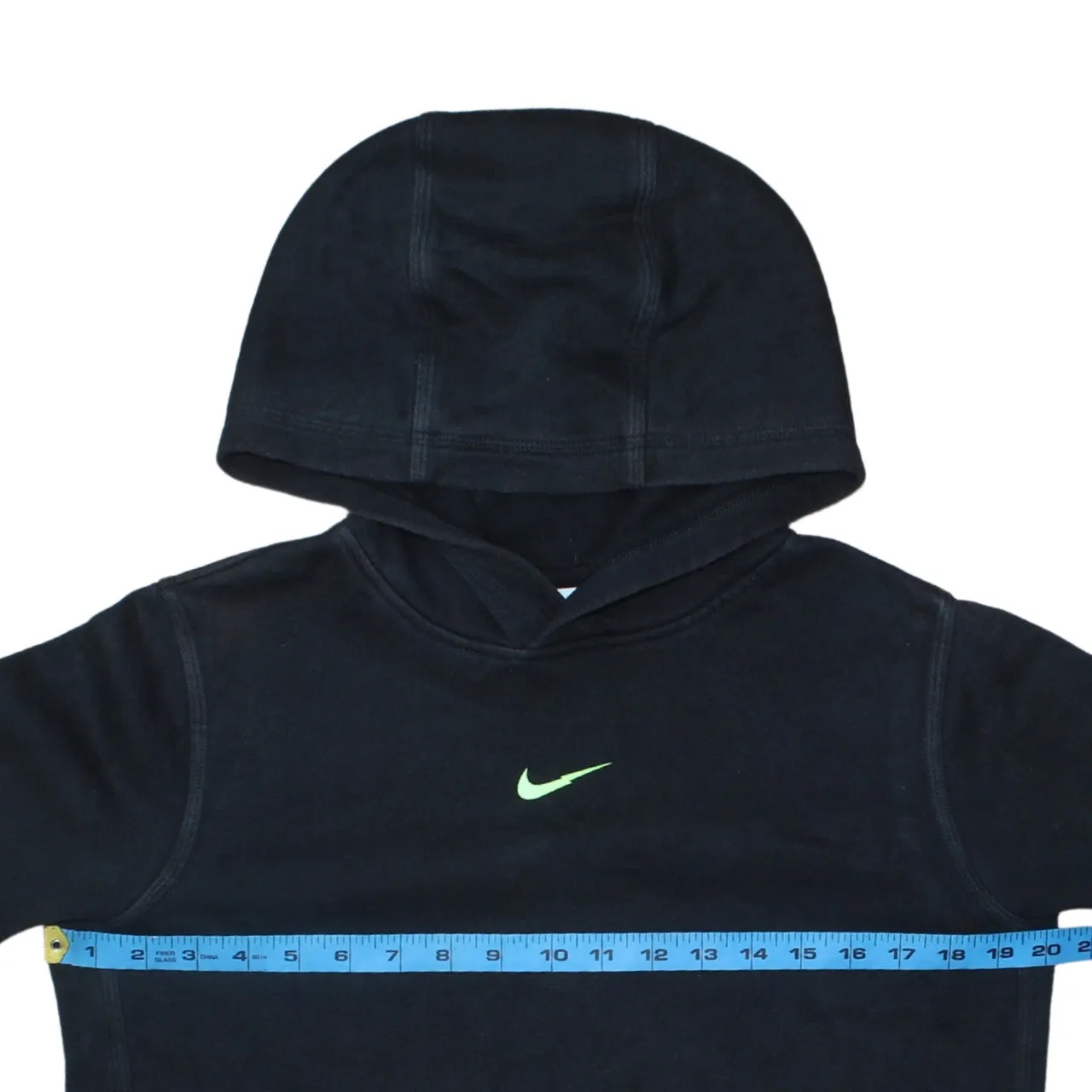 Nike Black Hoodie Women’s XLarge Printed Swoosh Logo Front Pouch Pullover Sweatshirt sold by Vintage Club product image thumbnail 5