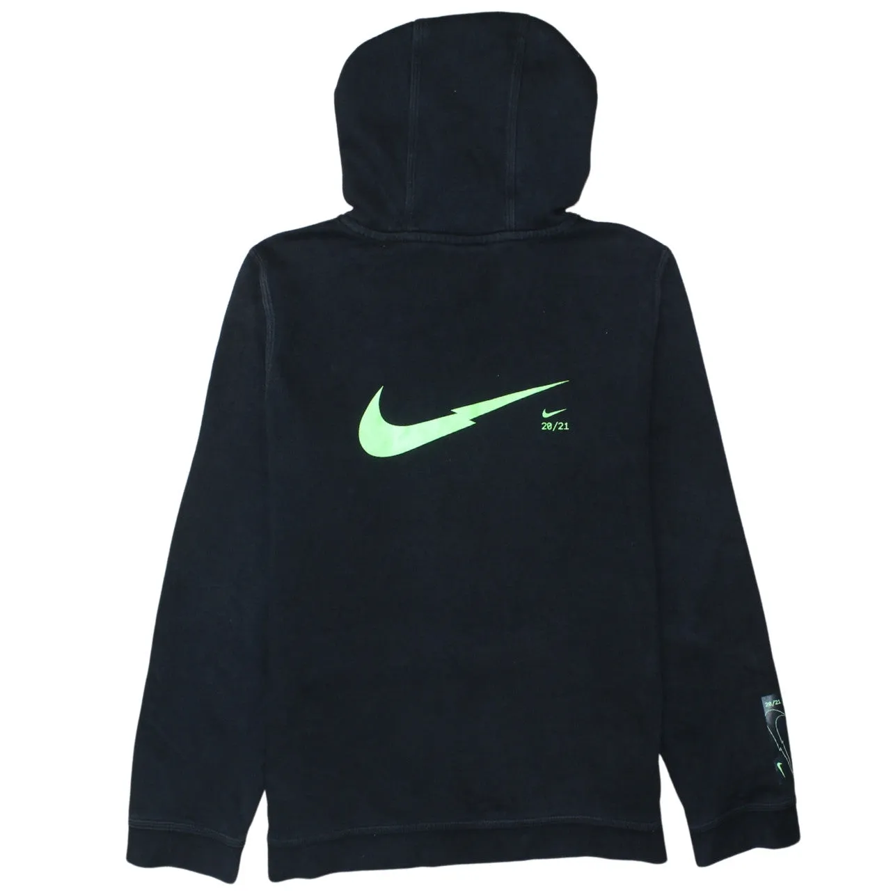 Nike Black Hoodie Women’s XLarge Printed Swoosh Logo Front Pouch Pullover Sweatshirt sold by Vintage Club product image thumbnail 2