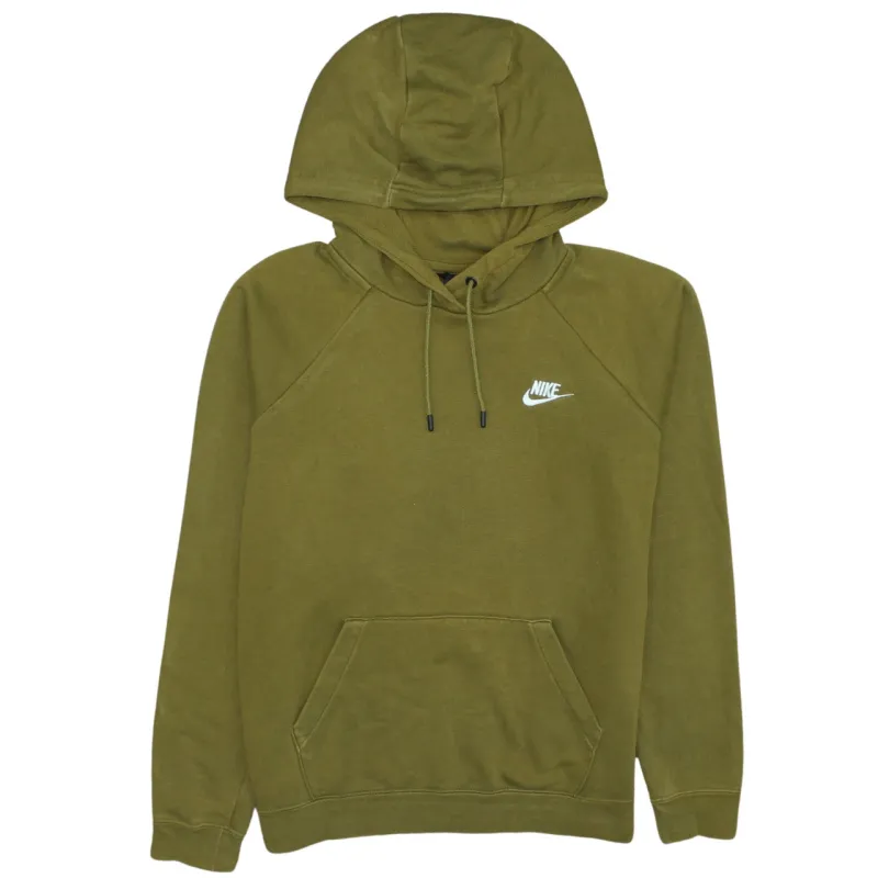 Nike Olive Green Hoodie Men's Medium Embroidered Chest Logo Front Pocket Pullover Sweatshirt sold by Vintage Club