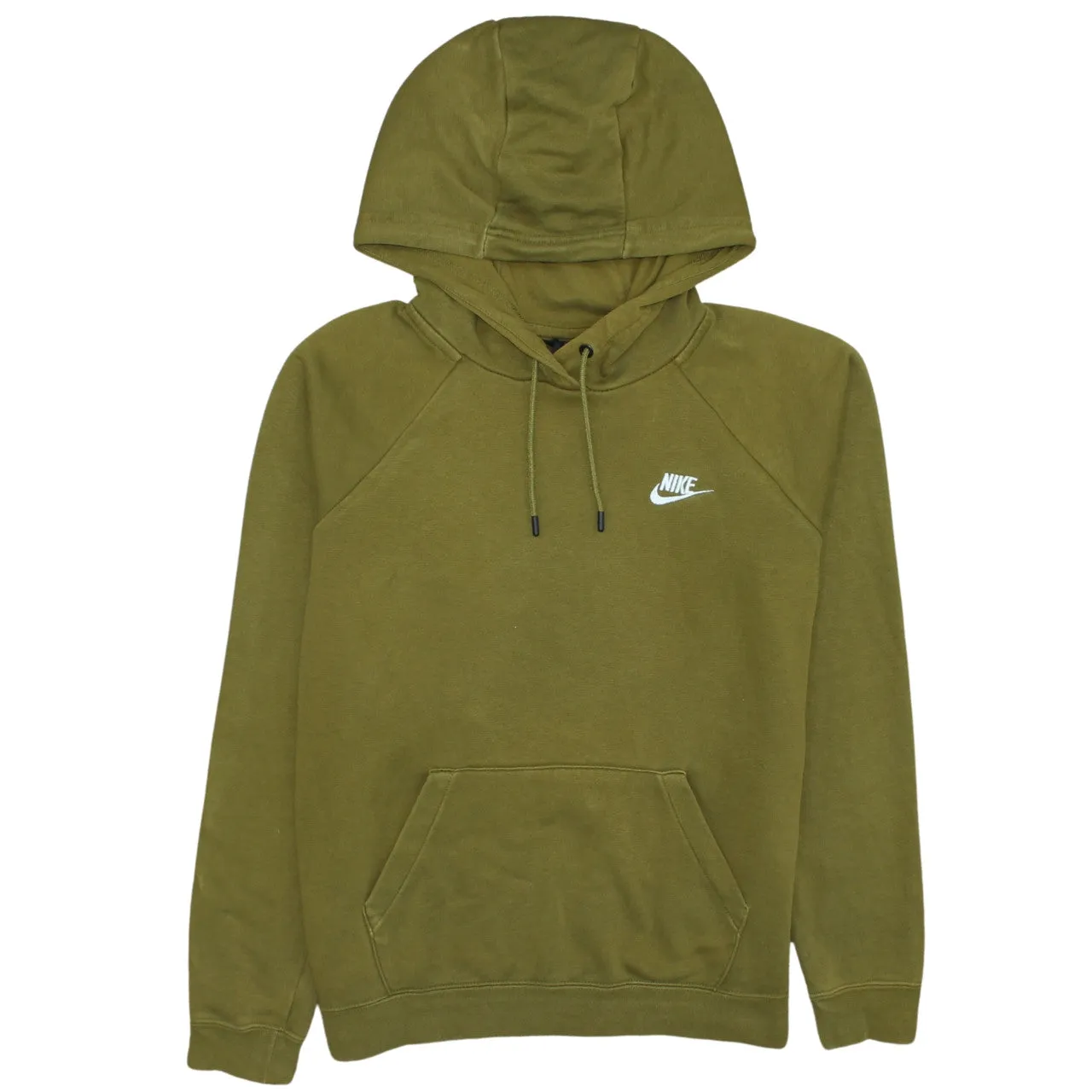 Nike Olive Green Hoodie Men's Medium Embroidered Chest Logo Front Pocket Pullover Sweatshirt sold by Vintage Club