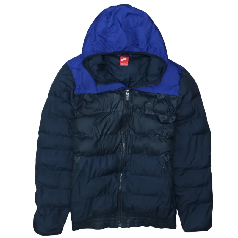Nike Navy Blue Puffer Jacket Women’s XLarge Hooded Zip Pockets Quilted Coat Outerwear sold by Vintage Club
