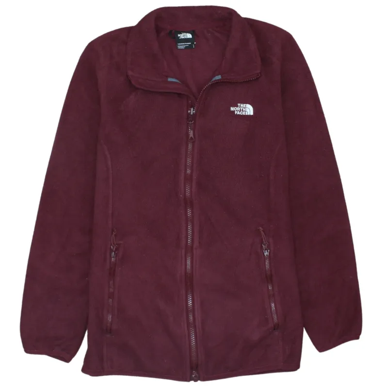 The North Face Burgundy Red Fleece Jacket Women’s Large Embroidered Chest Logo Zip Pockets Outerwear made by The North Face