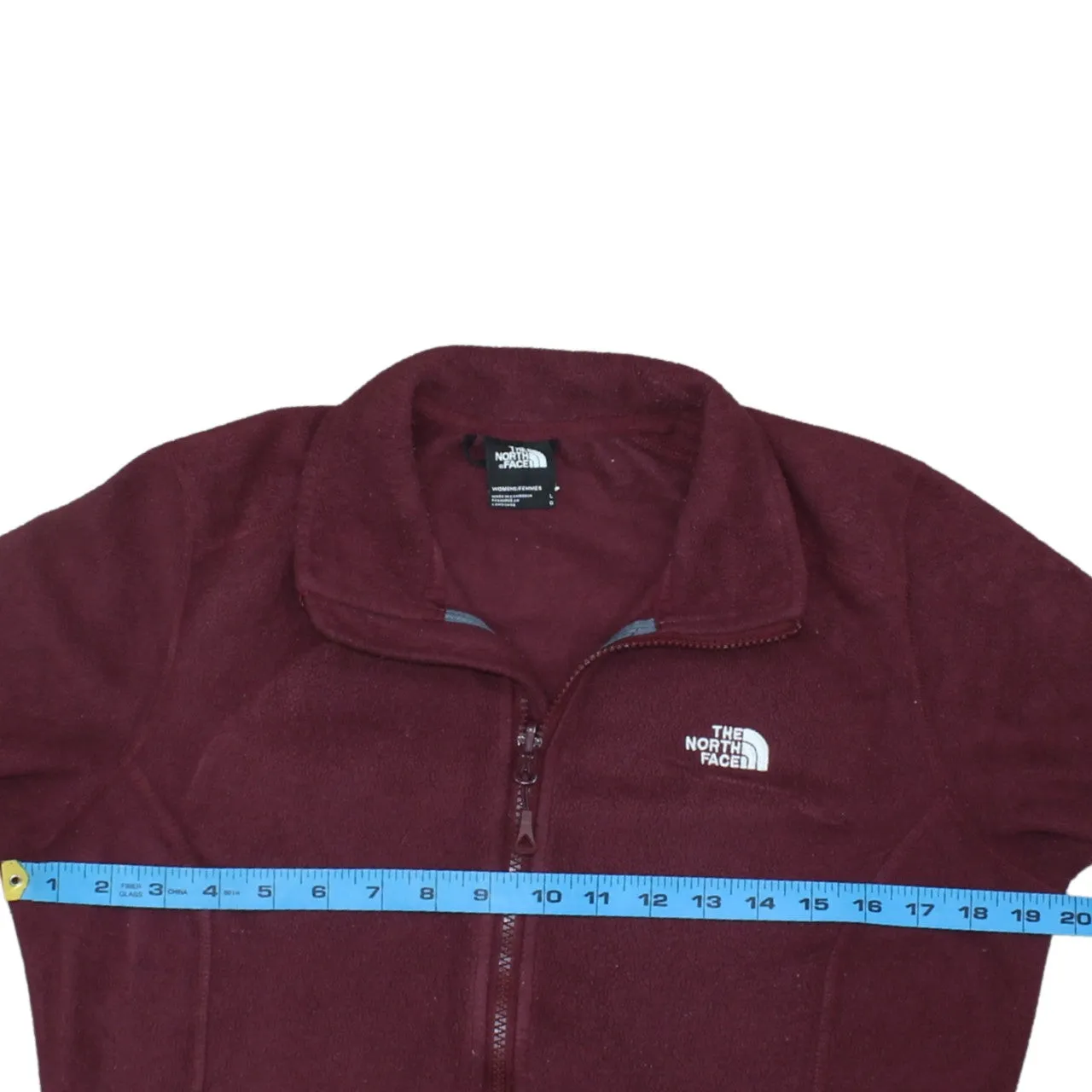 The North Face Burgundy Red Fleece Jacket Women’s Large Embroidered Chest Logo Zip Pockets Outerwear sold by Vintage Club product image thumbnail 5
