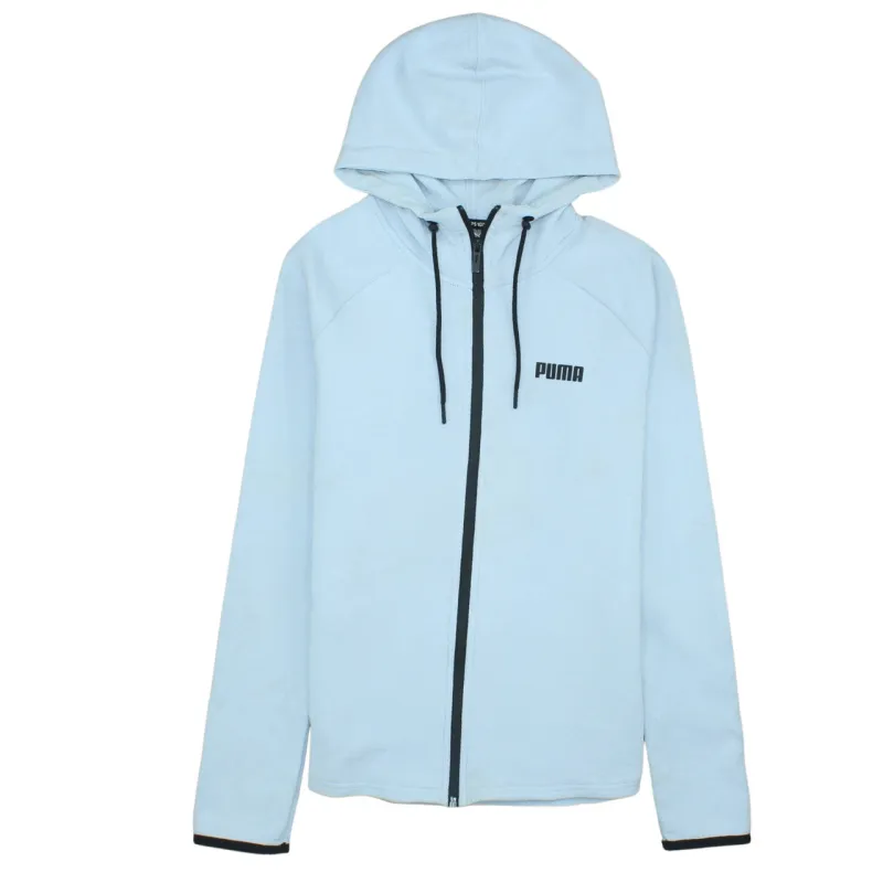 Puma Light Blue Full Zip Hoodie Women’s Medium Printed Logo Drawstring Hood Casual Top sold by Vintage Club
