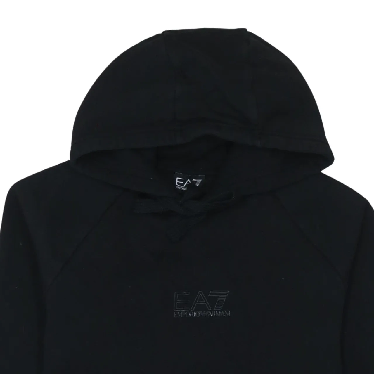Emporio Armani Black EA7 Hoodie Men's Small Embroidered Chest Logo Fleece Pullover Sweatshirt sold by Vintage Club product image thumbnail 3